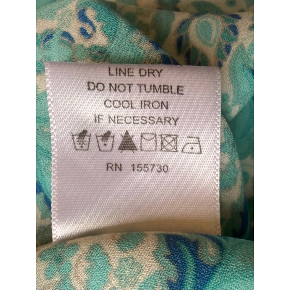 Rose & Olive Blue Floral Blouse Size L Boho Cottagecore Flowy Summer Spring - Picture 6 of 12